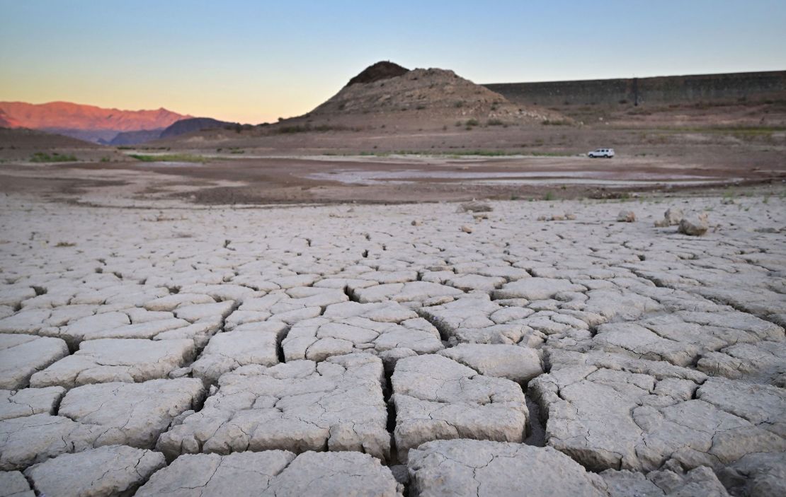 The cracked lake bed at drought-stricken Lake Mead in September.