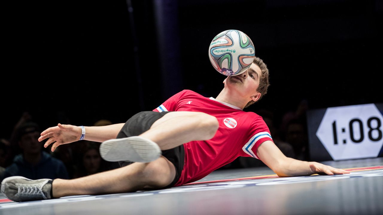 Fagerli competes during the finals of the freestyle football world championship Red Bull Street Style on November 6, 2016 in London, England.