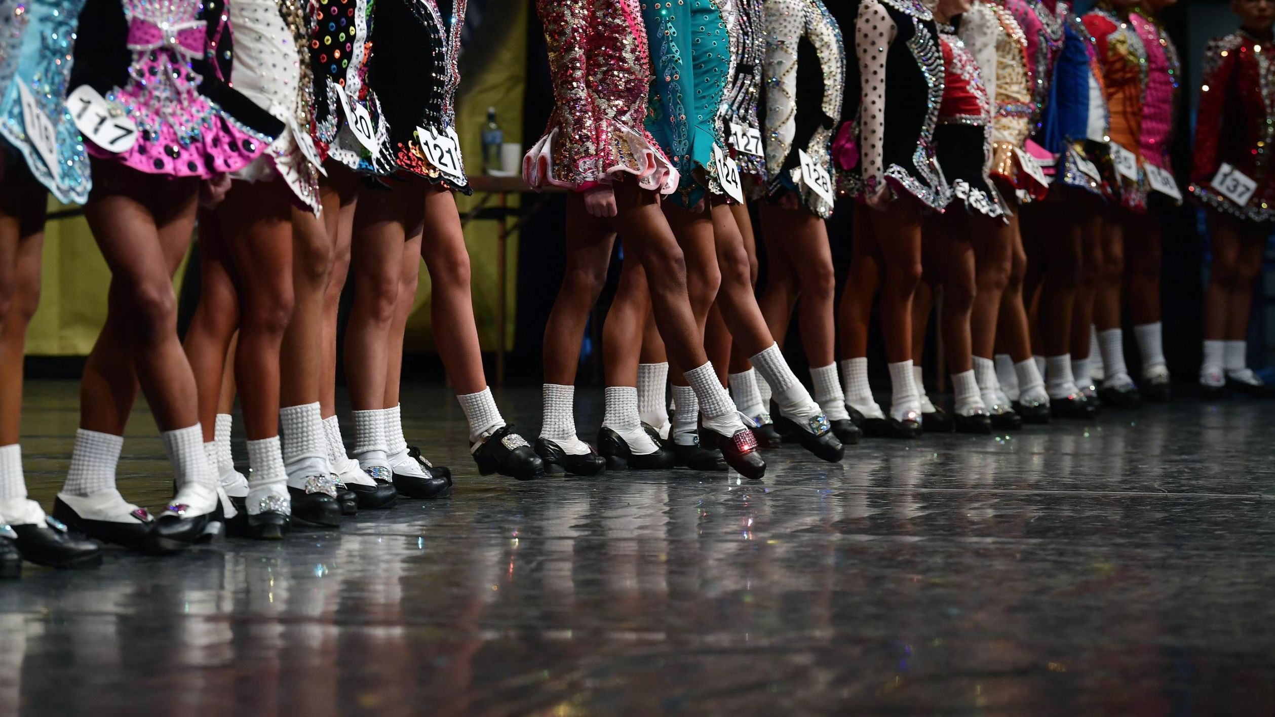 Opening day of the World Irish Dancing Championships on April 10, 2022 in Belfast, Northern Ireland, one of the competitions organized by the Irish Dancing Commission (CLRG).