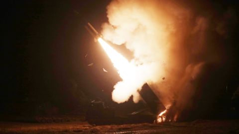 An army tactical missile system is fired during a joint training session between the United States and South Korea October 5 at an undisclosed location.