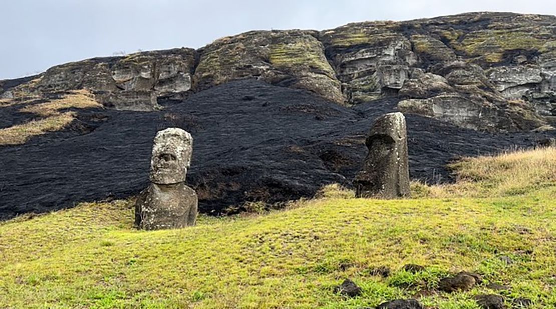The fire was caused by the Rano Raraku volcano on Easter Island.