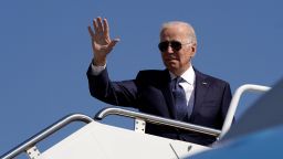 U.S. President Joe Biden boards Air Force One en route to Hagerstown from Joint Base Andrews, Maryland, U.S., October 7, 2022. REUTERS/Elizabeth Frantz