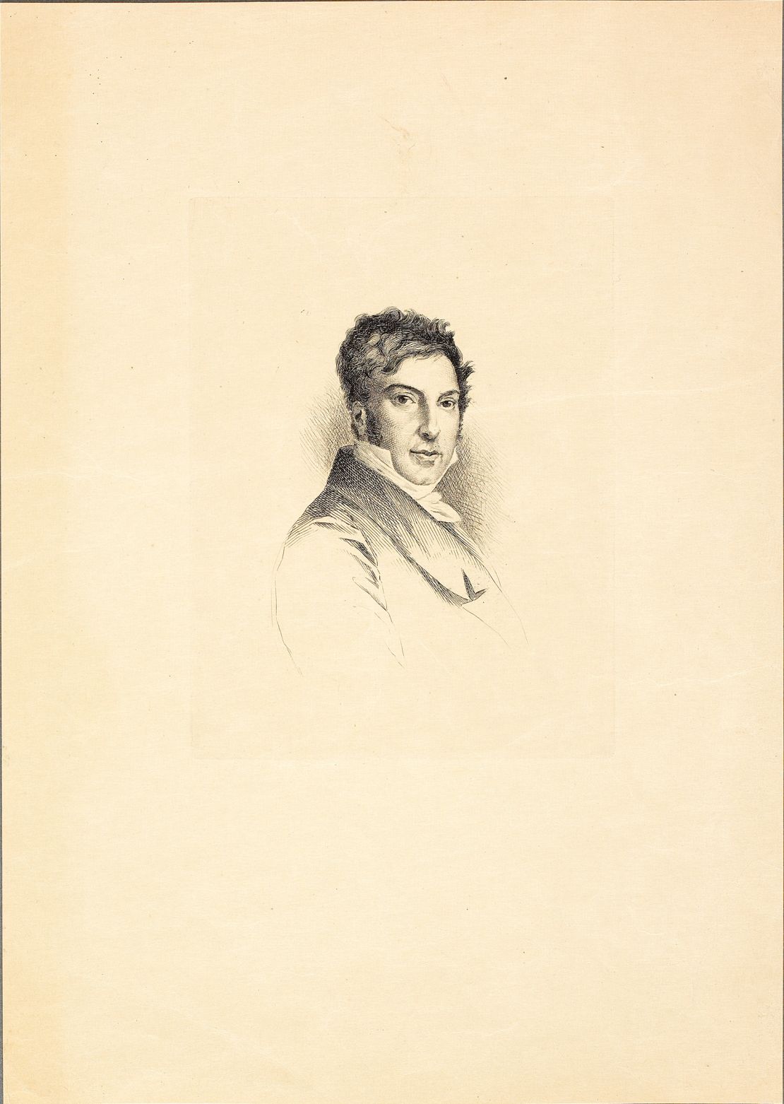 Eugène Champollion sketched this 19th century portrait of Jean-François Champollion (1790--1832) in ink on paper.