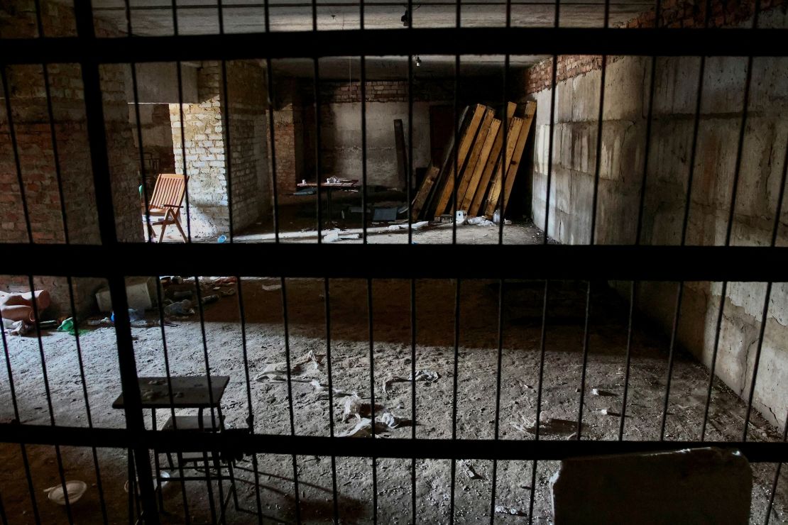 An interior view shows a basement of a building, which Ukrainian authorities say was a makeshift Russian prison and torture chamber during in Kharkiv region, Ukraine September 18, 2022. 