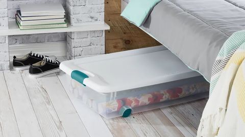 Sterilite Wheeled Latching Plastic Underbed Storage Set 