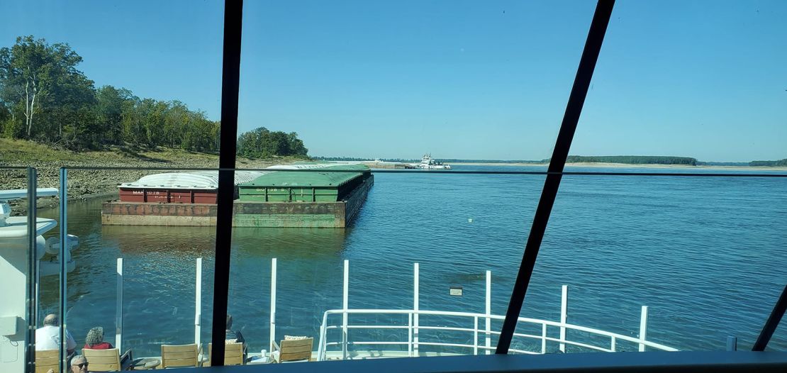 This photo was taken by passenger Tom Travato outside the windows of the Viking Mississippi cruise ship on October 4.