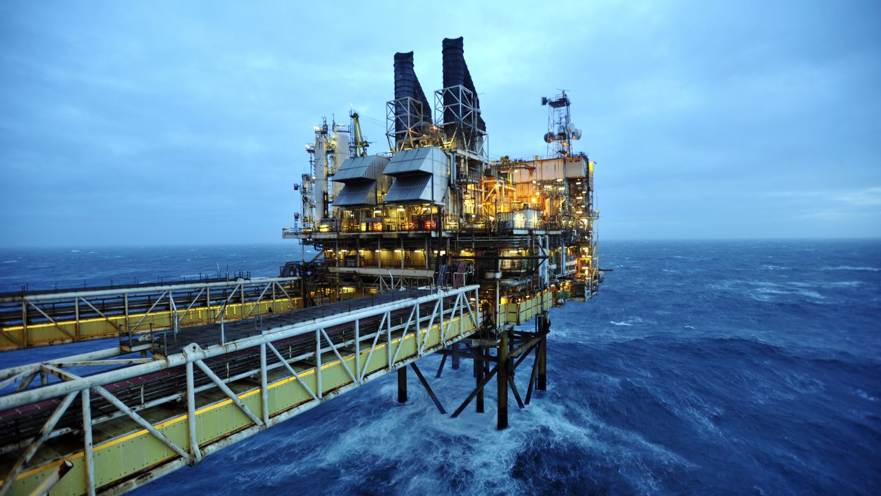 A North Sea oil rig off the coast of Scotland. Sunak's decision to expand drilling in the North Sea was criticized by climate experts.