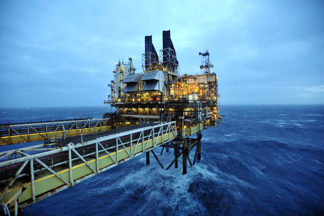 A North Sea oil rig off the coast of Scotland. Sunak's decision to expand drilling in the North Sea was criticized by climate experts.