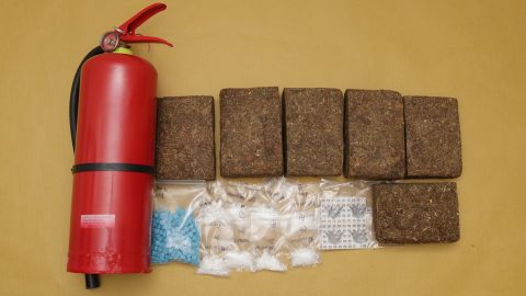 Drugs concealed in a fire extinguisher during a recent operation in Singapore.