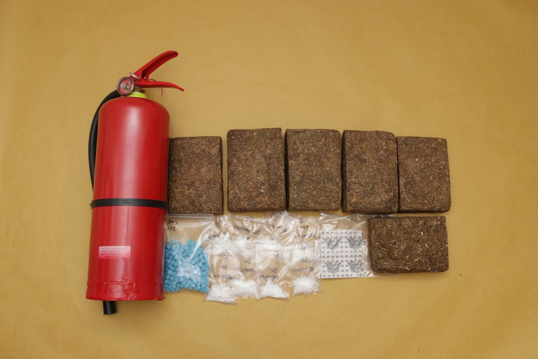 Drugs concealed in a fire extinguisher during a recent operation in Singapore.