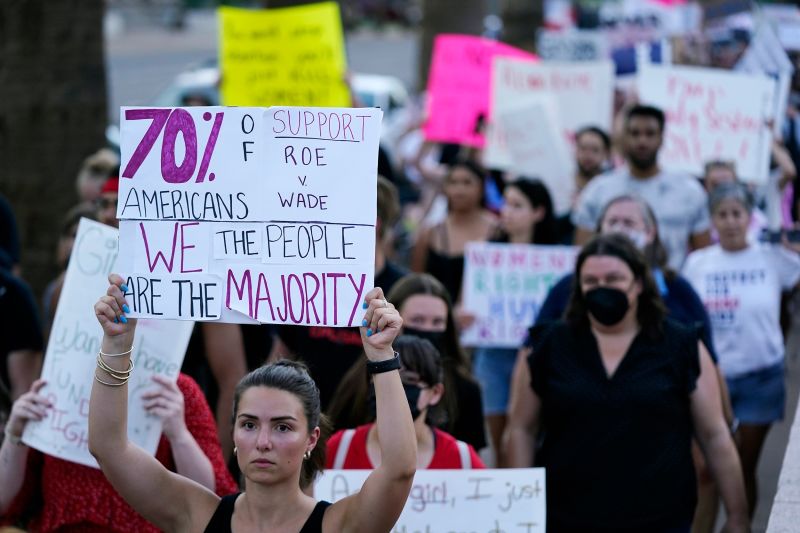 FILE - Protesters march around the Arizona Capitol in Phoenix after the Supreme Court decision to overturn Roe v. Wade on June 24, 2022.