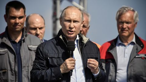 Russian President Vladimir Putin pictured at an opening ceremony for the bridge in 2018.