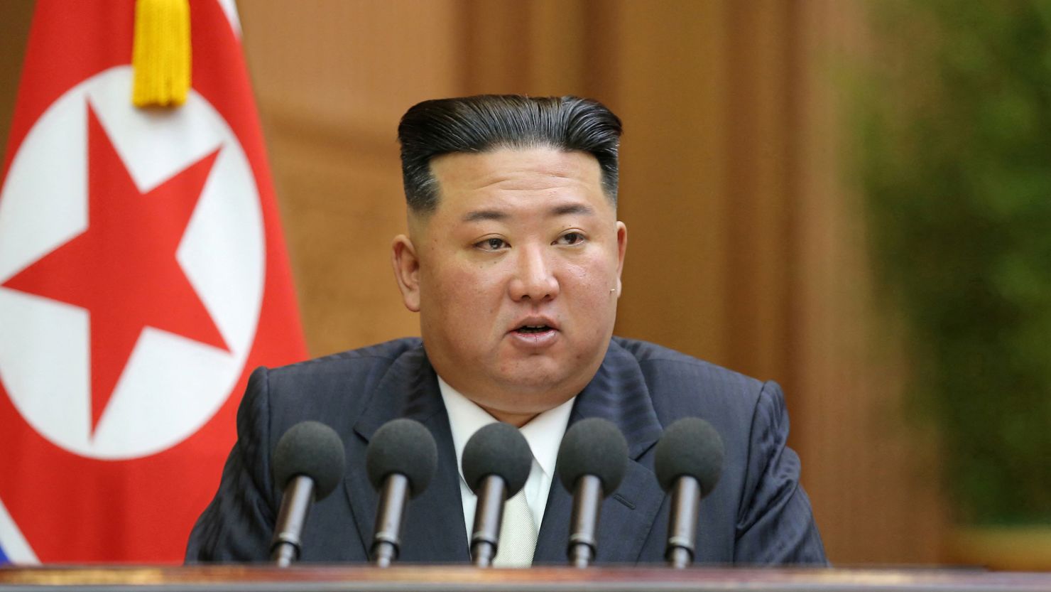 North Korea's leader, Kim Jong Un, addresses the Supreme People's Assembly, North Korea's parliament, in Pyongyang, North Korea, September 8, 2022.