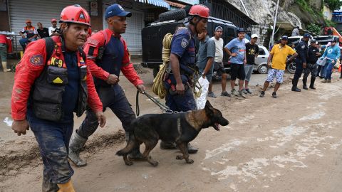Rescuers look for survivors of the landslide in Las Tejerias, Venezuela.