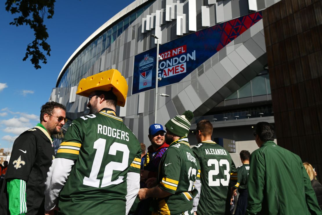 Packers fans arrive at the stadium prior to the match between the Packers and the Giants. 