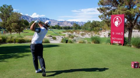 Kim drives off the tee during the final round.