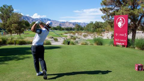 Kim drives from the tee during the final round.