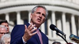 House Minority Leader Kevin McCarthy (R-CA) speaks during a news conference about the House Republicans "Commitment to America" outside the United States Capitol building in Washington, D.C., U.S., September 29, 2022.