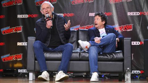 Michael J. Fox and Christopher Lloyd astatine  the "Back To The Future Reunion."