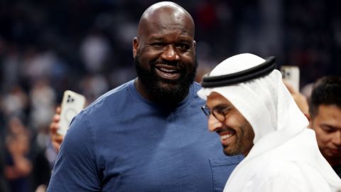 2000 NBA MVP O'Neal before one of the NBA's exhibition games in Abu Dhabi.