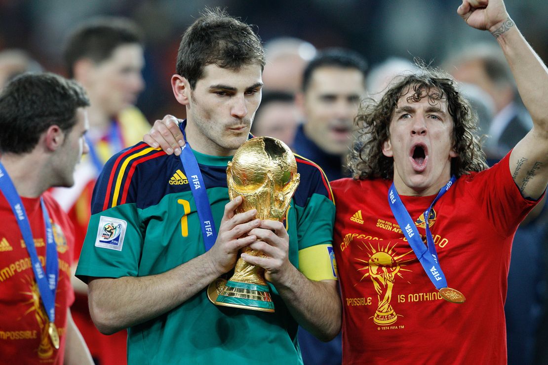 Casillas and Carles Puyol won multiple trophies for Spain, including the World Cup in 2010.