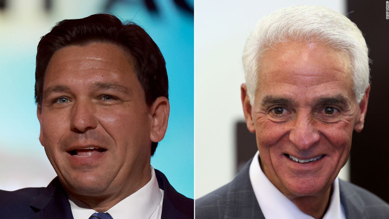 Florida Gov. Ron DeSantis, left, and Charlie Crist