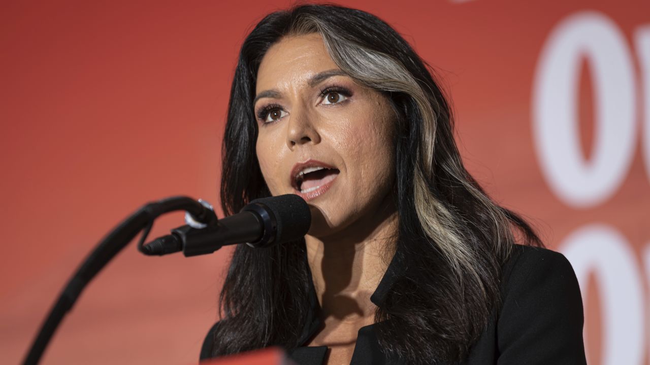 Tulsi Gabbard speaks at the "Our Body, Our Sports"​ rally on June 23, 2022 in Washington.