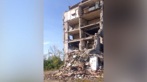 An image taken by survivor Mykhailo Yatsentiuk on September 30 shows the wreckage of his former home at 2 Pershotravneva. 