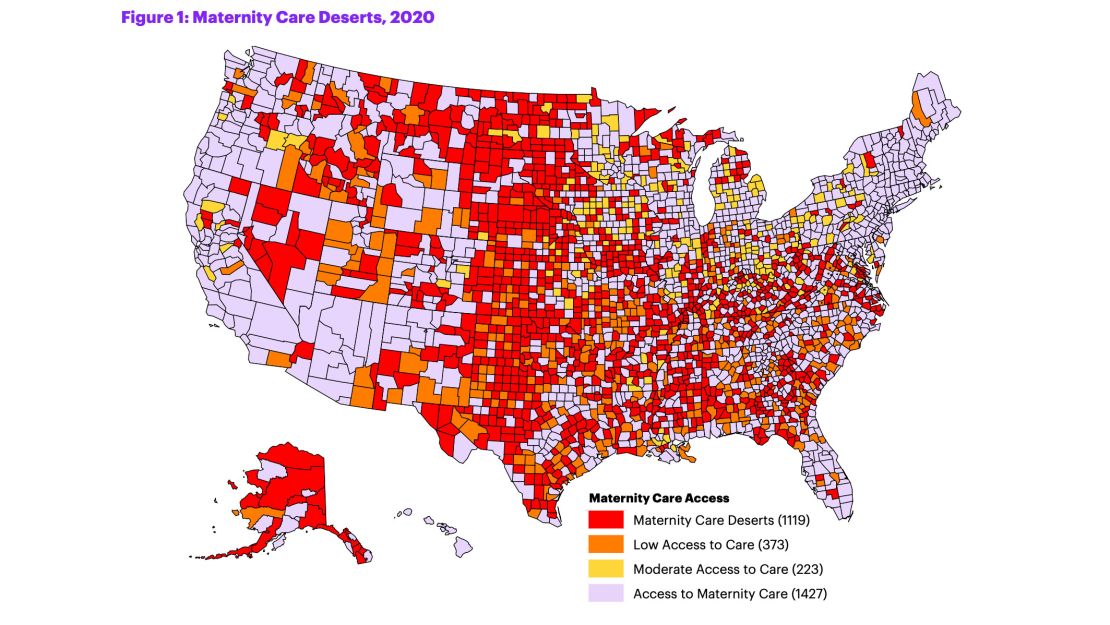 March of Dimes defines a maternity care desert as any county without a hospital or birth center offering obstetric care and without any obstetric providers.