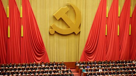 Des délégués assistent à l'ouverture du 19e Congrès national du Parti communiste chinois en octobre 2017. 