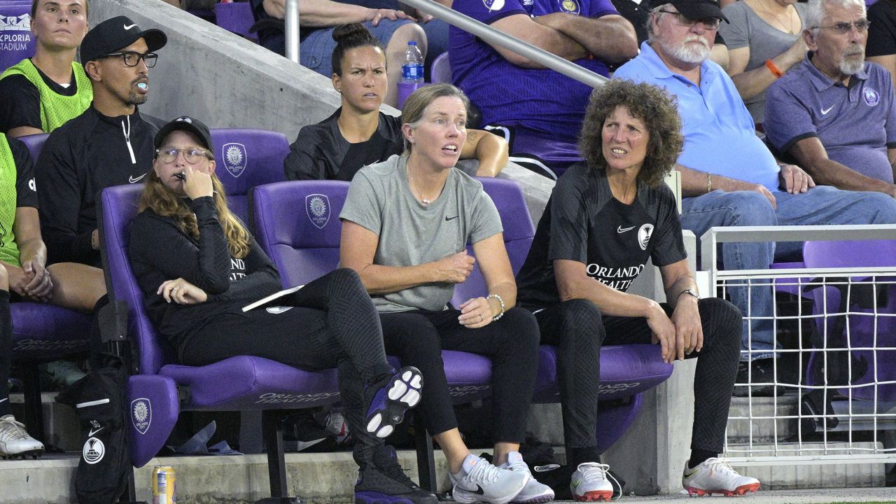Orlando Pride head coach Amanda Cromwell, front center, and assistant coach Sam Greene, have had their contracts terminated following the investigations. 