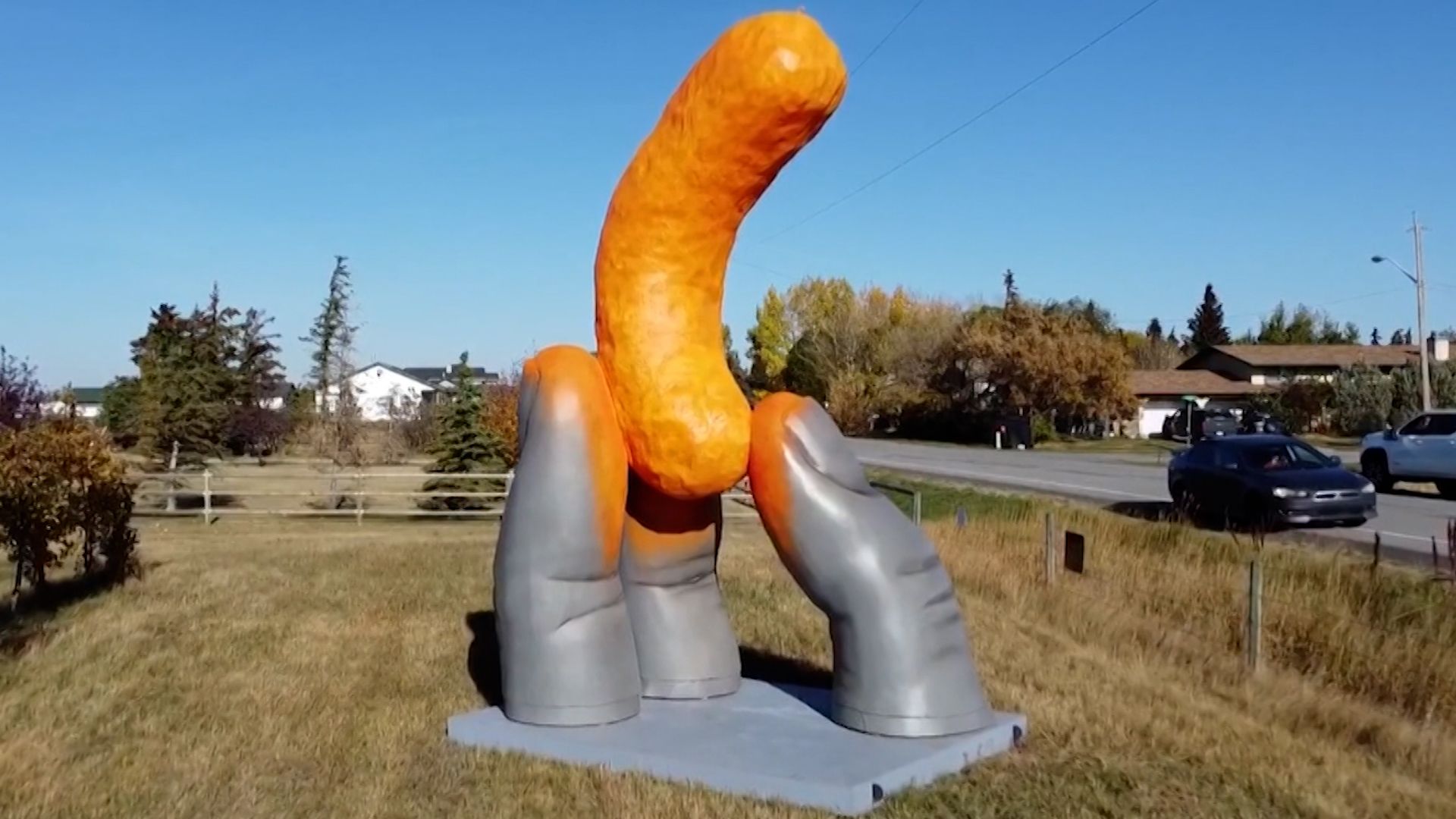 Cheetos installed a 17-foot-tall statue of a Cheeto-dust-covered