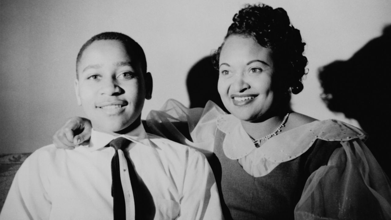 Emmett Till is pictured with his mother around 1950.