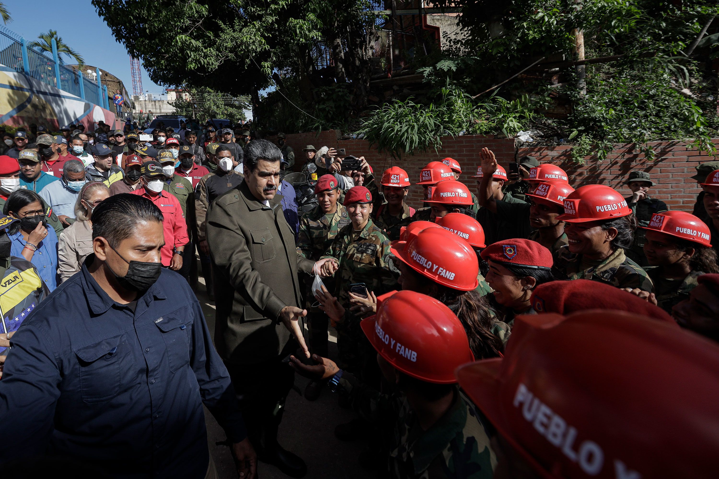 Venezuelan President Nicolas Maduro visits Las Tejerias on Monday.