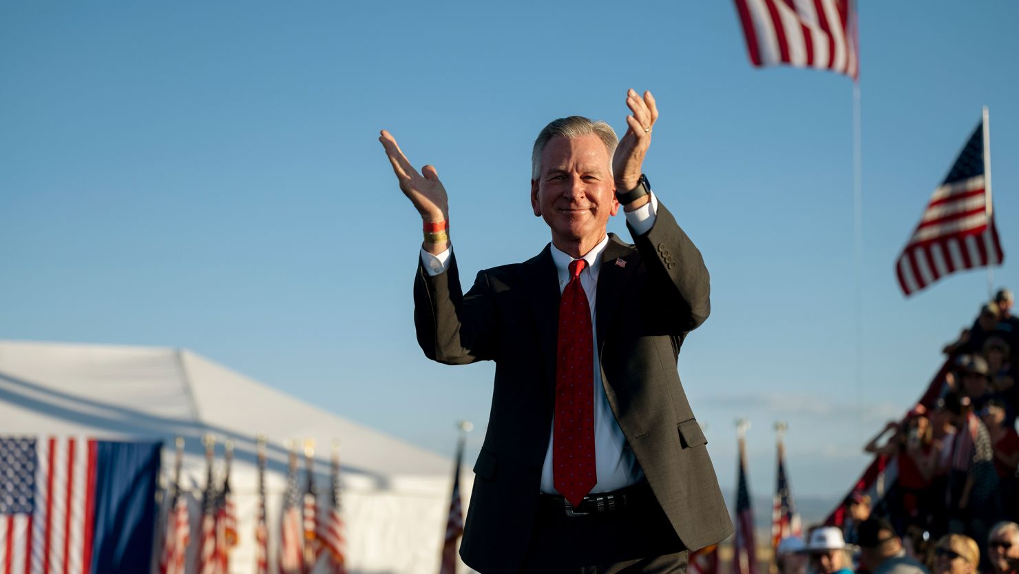 Sen. Tommy Tuberville is introduced at a rally for former President Donald Trump in Nevada on October 8.