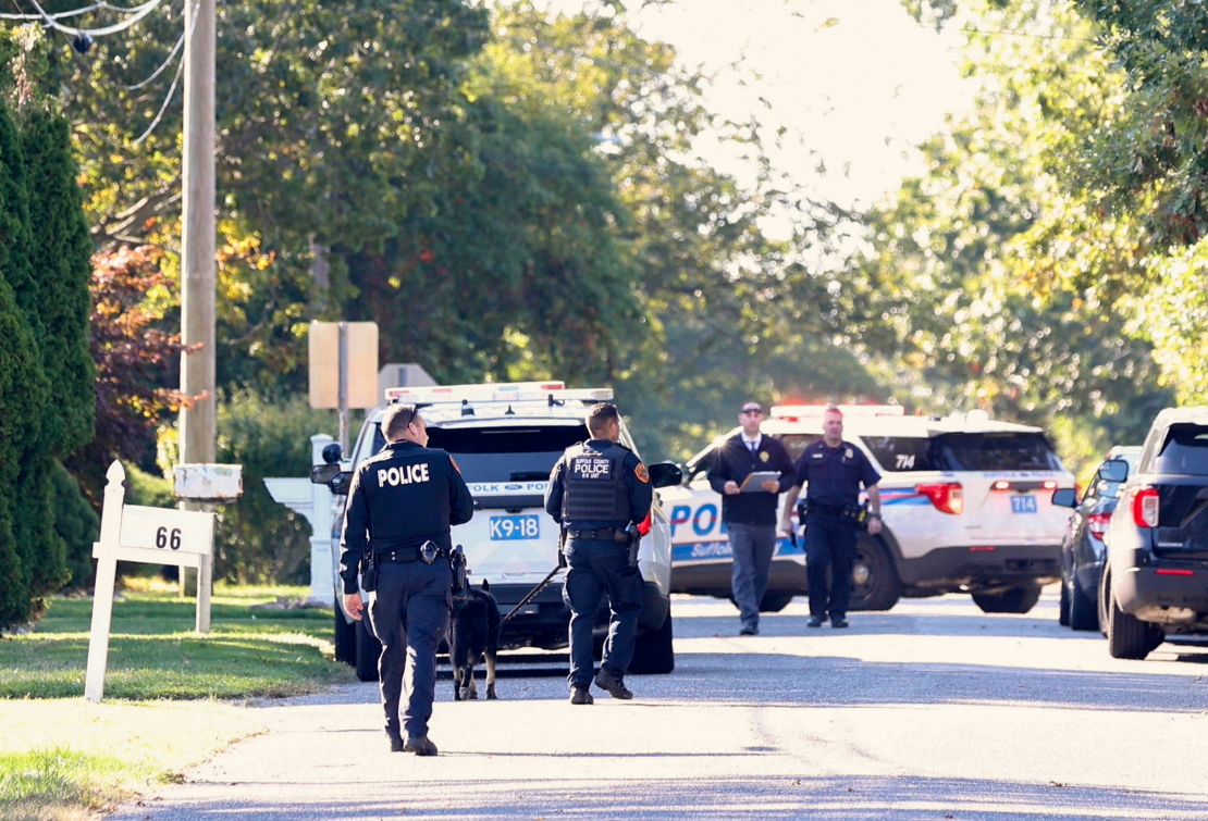 Suffolk County Police investigate near Rep. Lee Zeldin's home in Shirley, New York, on October 9.