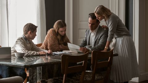 (From left) Luke David Blumm as Carter Brannock, Isabel Marie Gravitt as Ellie Brannock, Bobby Cannavale as Dean Brannock, Naomi Watts as Nora Brannock star in 