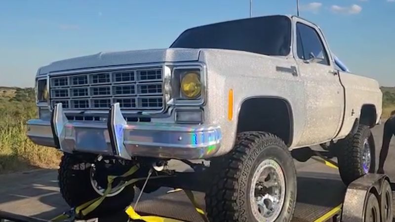 Watch: Shop owner bedazzles vintage truck with over 300,000 glass crystals