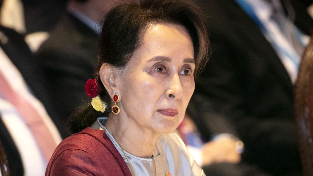 Myanmar's former leader Aung San Suu Kyi seen at an ASEAN-UN summit in Nonthaburi, Thailand, on November 3, 2019. 