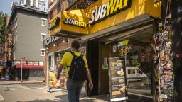 A franchise of the Subway sandwich chain in the Hell's Kitchen neighborhood in New York on Thursday, July 15, 2021. Subway has revamped their menu in their "Eat Fresh Refresh" branding, updating their offerings. 