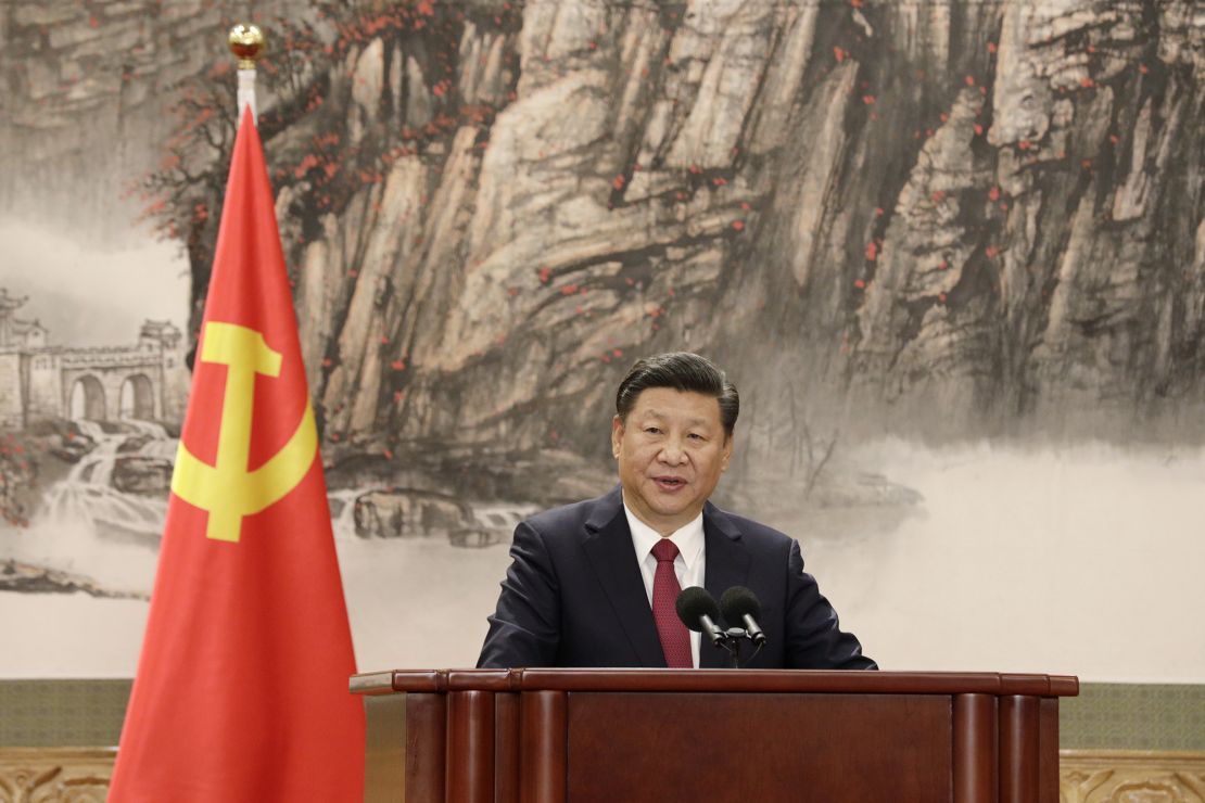 President Xi Jinping at the the unveiling of the Communist Party's new Politburo Standing Committee in Beijing, October 2017. His new leadership line-up included no clear potential heirs, raising the chances that he would seek to stay in office beyond 2022. 
