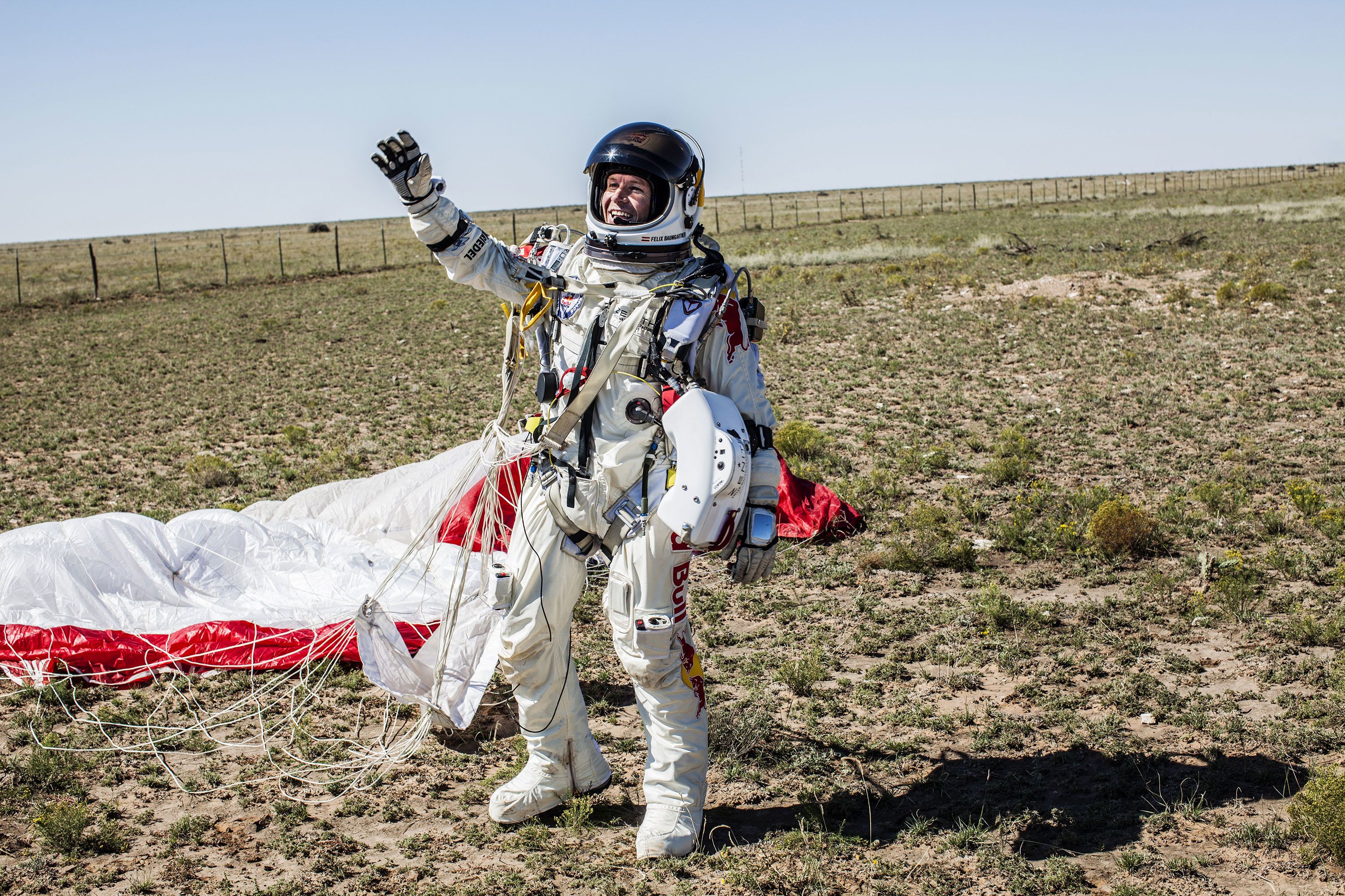 jumping astronaut in outer space