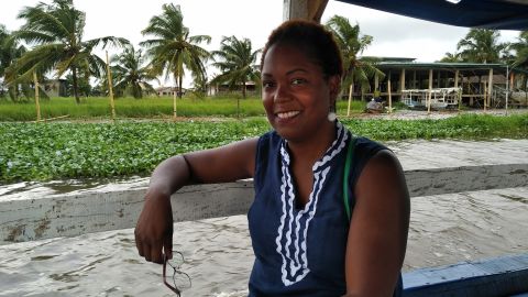 Here's Rachel at Ganvie Lake Village in Cotonou, Benin.