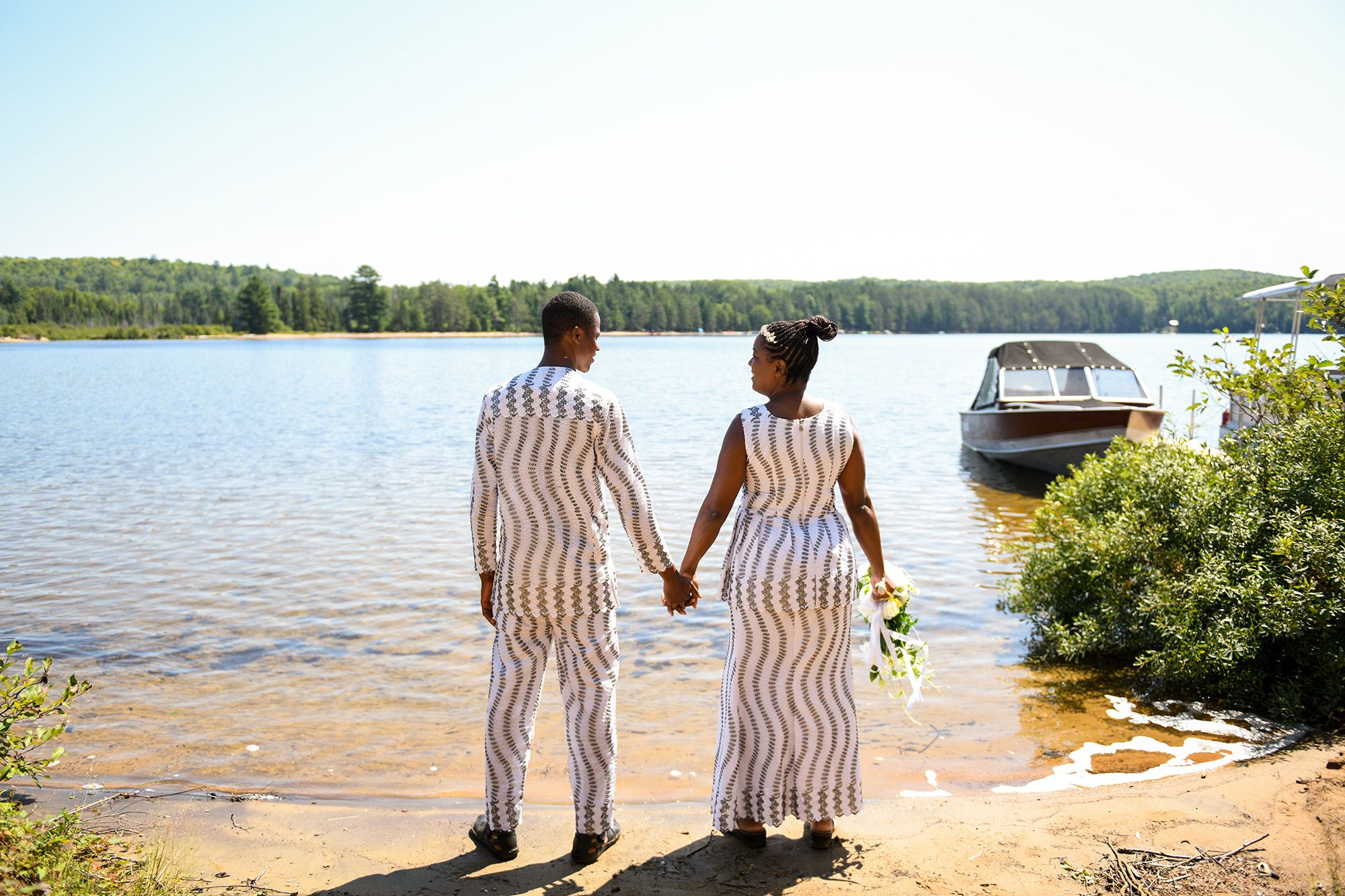 <strong>Wedding celebration: </strong>The couple were married in January 2019, in Benin. This photo of the two is from their 2020 celebration in Canada.