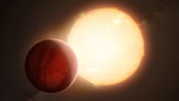 This artist's impression shows an ultra-hot exoplanet, a planet beyond our Solar System, as it is about to transit in front of its host star. When the light from the star passes through the planet's atmosphere, it is filtered by the chemical elements and molecules in the gaseous layer. With sensitive instruments, the signatures of those elements and molecules can be observed from Earth. Using the ESPRESSO instrument of ESO's Very Large Telescope, astronomers have found the heaviest element yet in an exoplanet's atmosphere, barium, in the two ultra-hot Jupiters WASP-76 b and WASP-121 b.