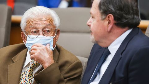 Ruben Flores, left, sits with his attorney Harold Mesick before a court hearing July 14, 2021, in San Luis Obispo, California. 
