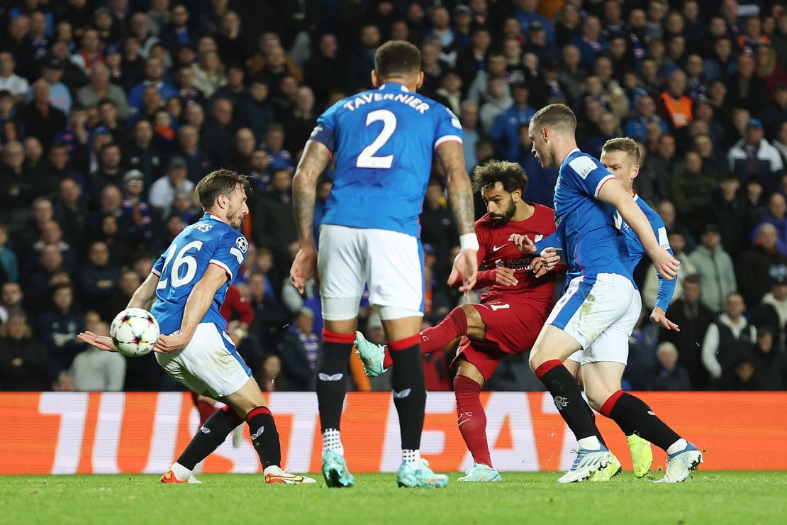 Mo Salah scores his second goal, and his team's fifth.