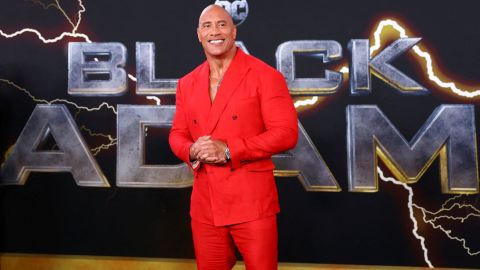 Dwayne Johnson poses for photographers arsenic  helium  arrives for the satellite   premiere of the movie  'Black Adam' successful  New York connected  Wednesday.