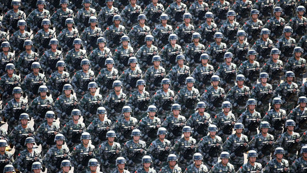 Soldiers march during a military parade in Beijing, on Sept. 3, 2015.