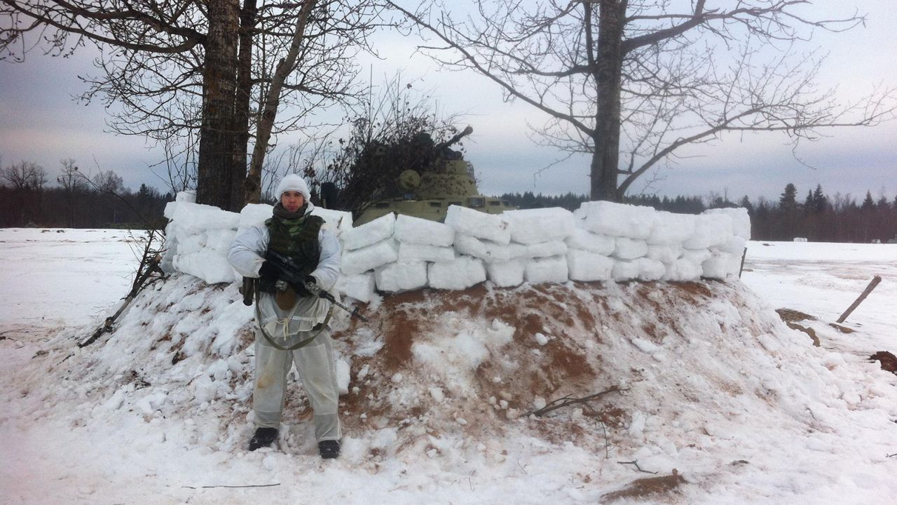 Gleb Irisov is pictured at the beginning of his military career, during winter military training near Moscow, Russia.